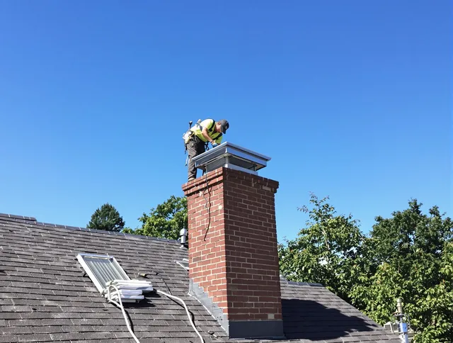 The Hammocks Chimney Sweep technician measuring a chimney cap in The Hammocks, FL