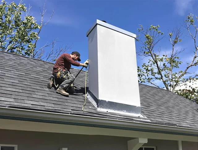 The Hammocks Chimney Sweep team member finishing chimney construction in The Hammocks, FL
