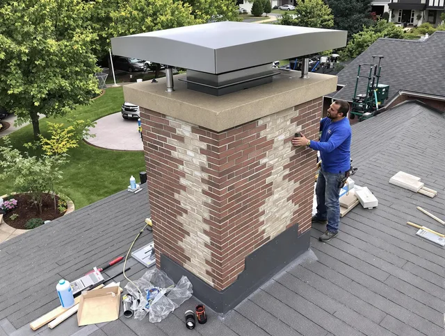 The Hammocks Chimney Sweep team working on a custom chimney remodel in The Hammocks, FL