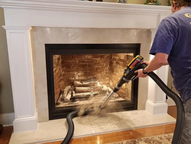 Fireplace cleaning performed by The Hammocks Chimney Sweep in The Hammocks, FL